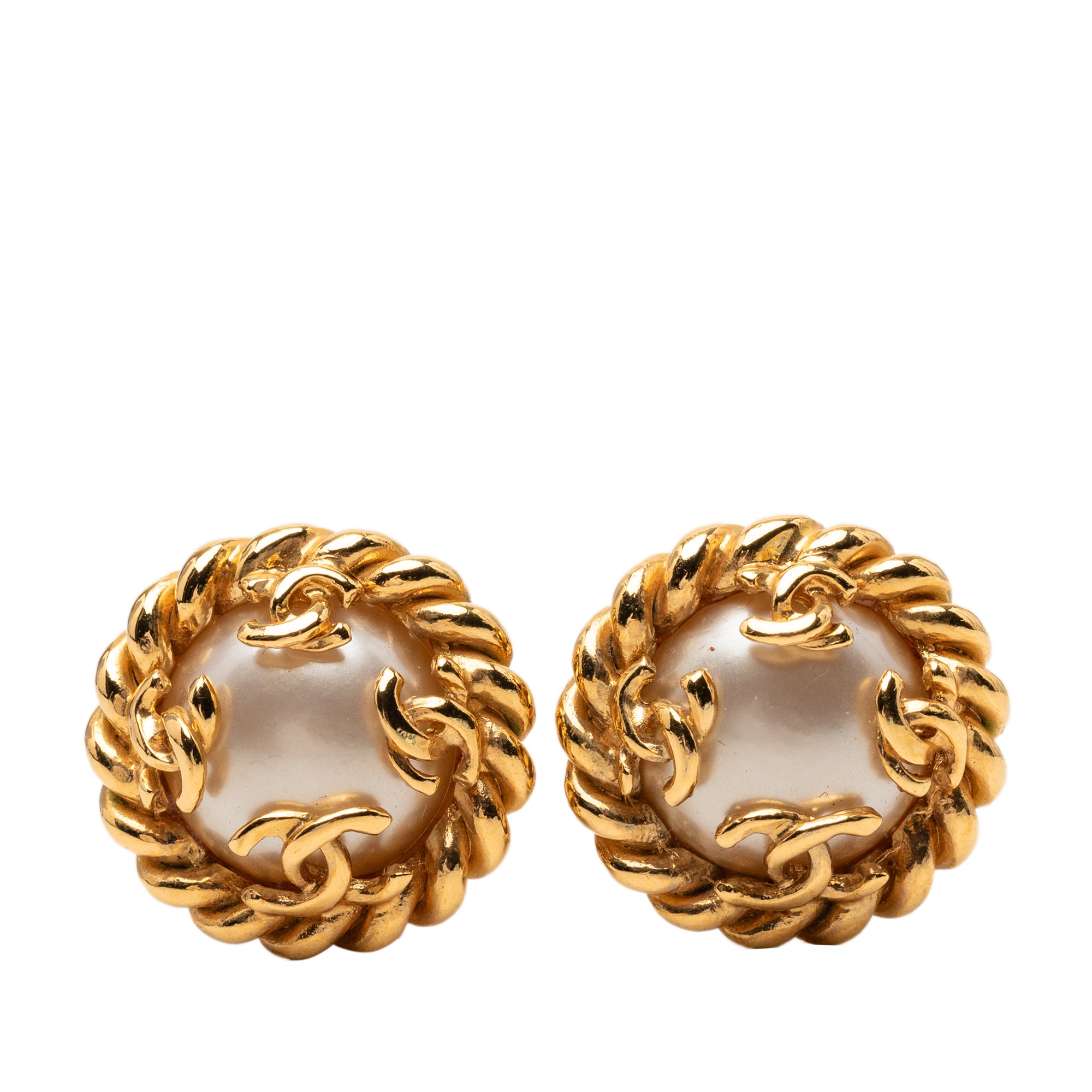 CC Gold Plated Faux Pearl Clip On Earrings - Image 1