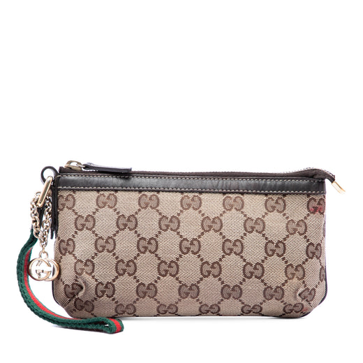 GG Canvas Web Jolicoeur Wristlet Pouch - Image 1