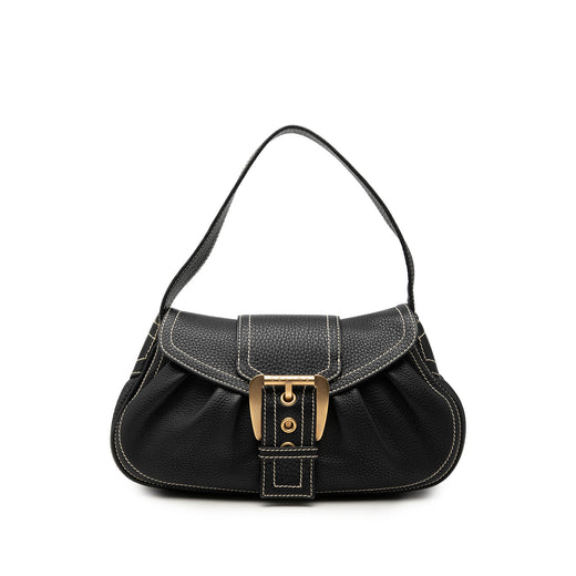Grained Leather Buckle Shoulder Bag - Image 1