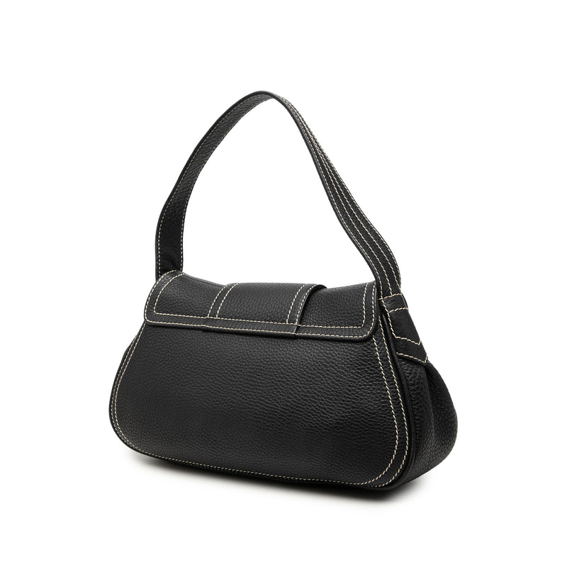Grained Leather Buckle Shoulder Bag - Image 2