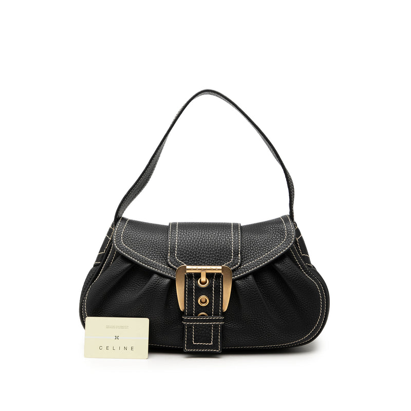 Grained Leather Buckle Shoulder Bag - Image 7