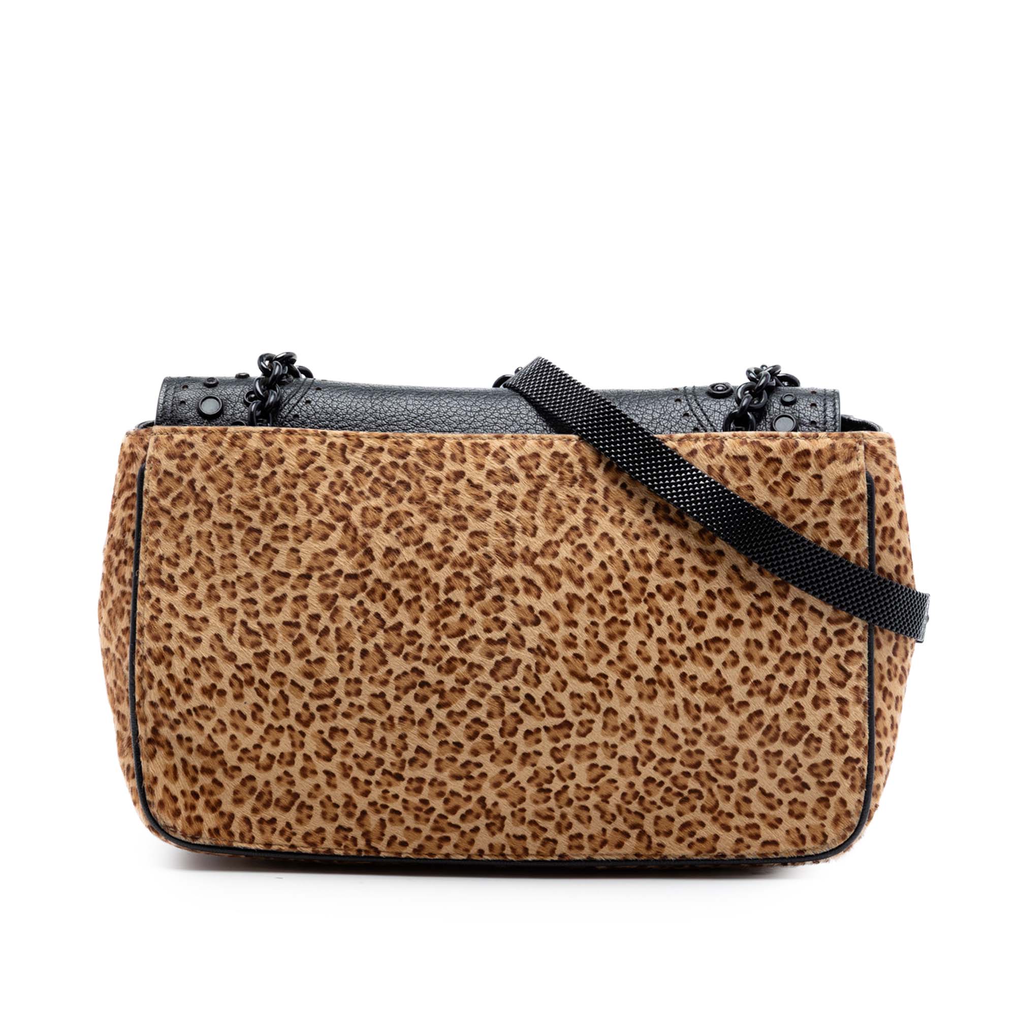 Pony Hair Leopard Print Shoulder Bag - Image 1