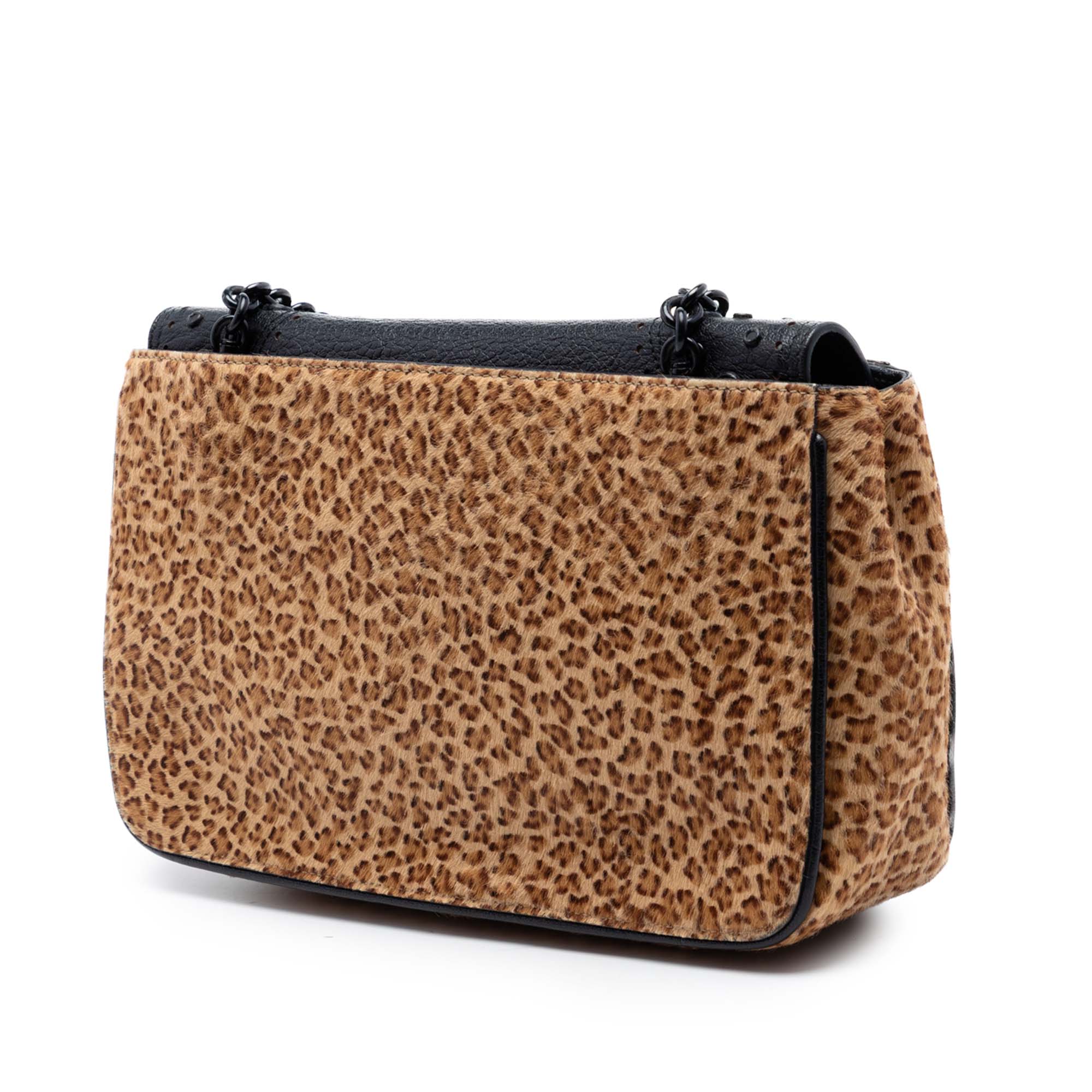 Pony Hair Leopard Print Shoulder Bag - Image 2