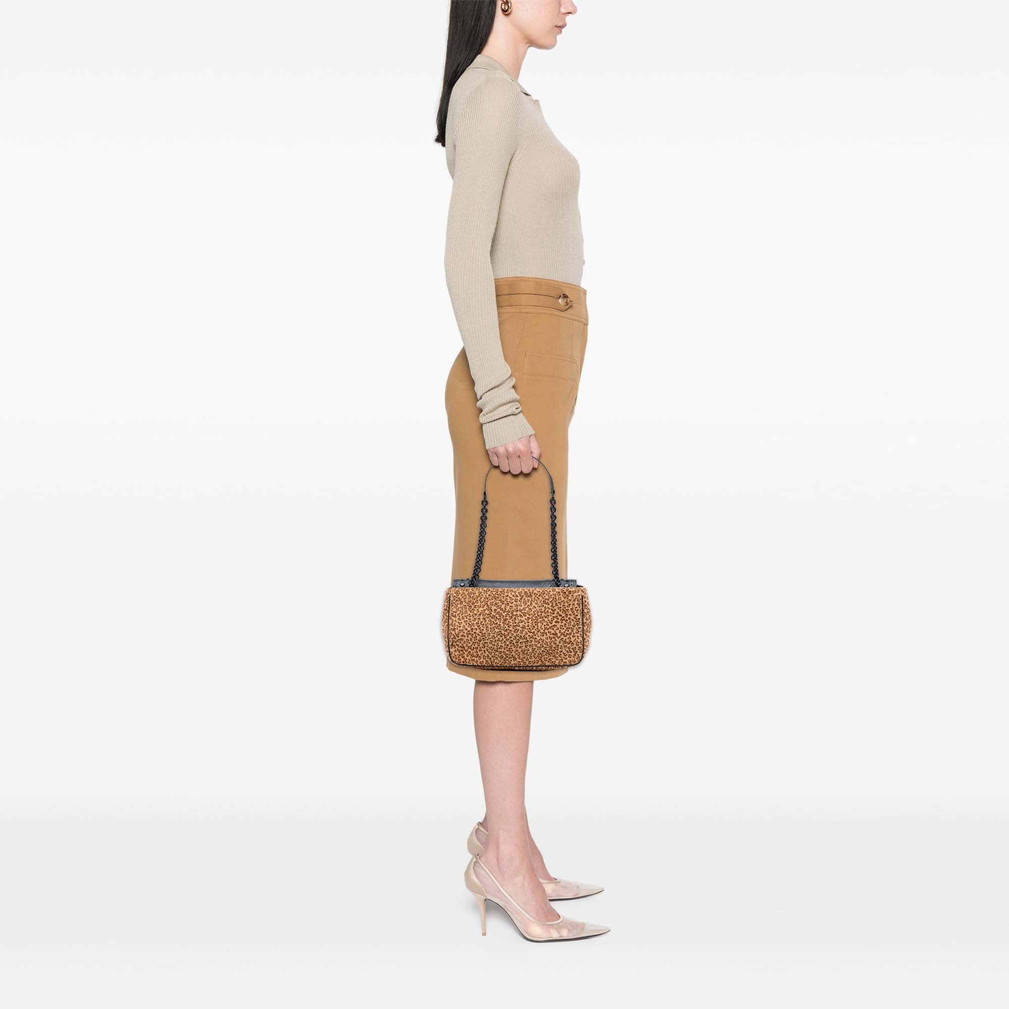 Pony Hair Leopard Print Shoulder Bag - Image 7