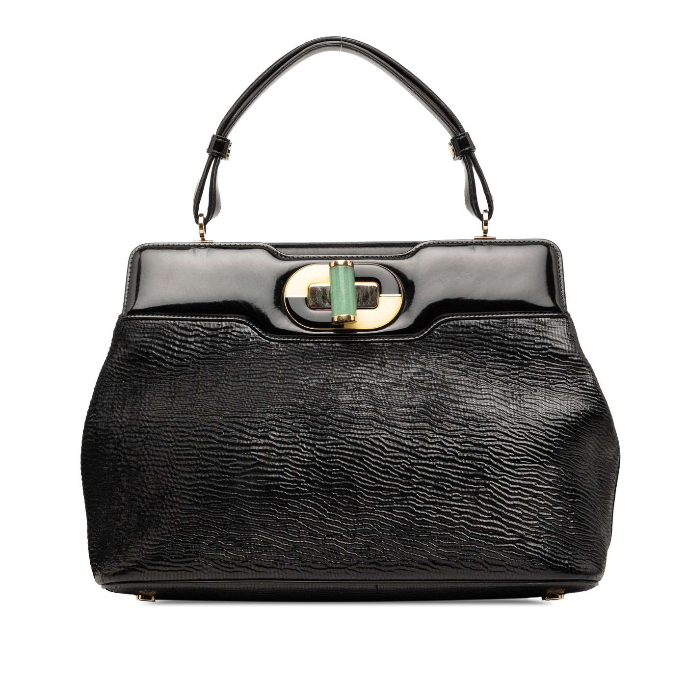 Isabella Rossellini Wrinkled Patent Top Handle Bag - Image 1