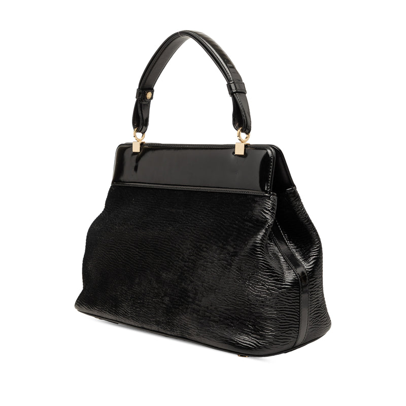 Isabella Rossellini Wrinkled Patent Top Handle Bag - Image 2