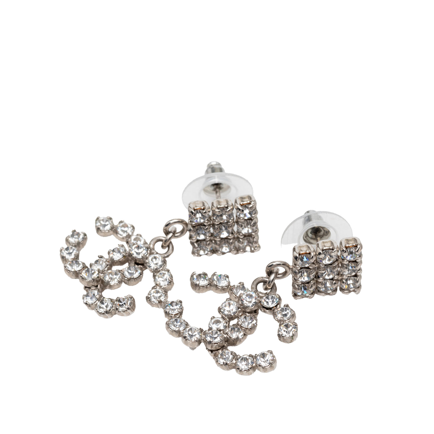 CC Brass Strass Drop Push Back Earrings - Image 1