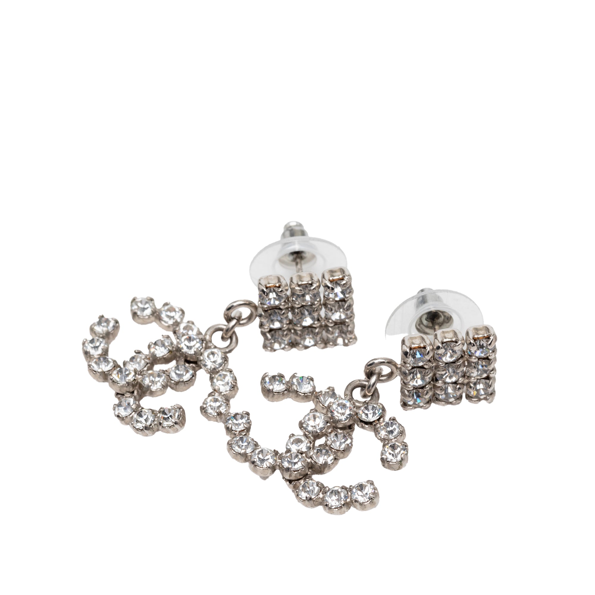 CC Brass Strass Drop Push Back Earrings - Image 1