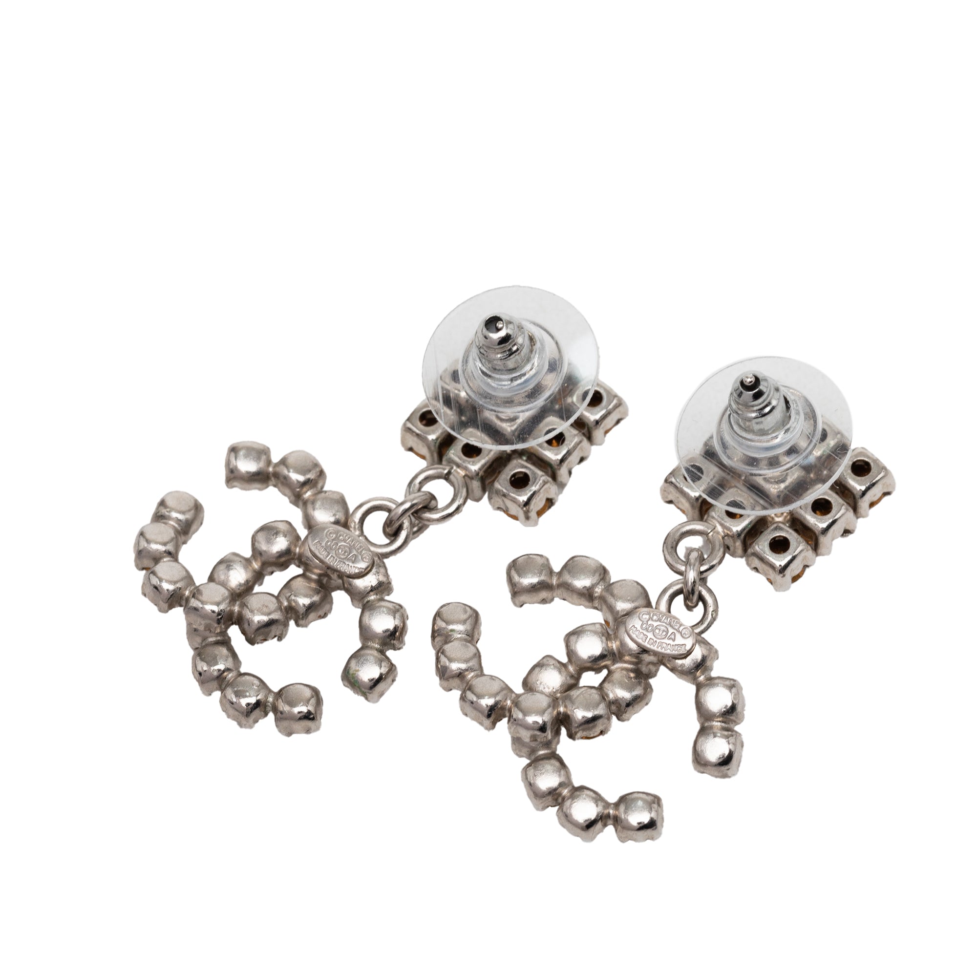 CC Brass Strass Drop Push Back Earrings - Image 2