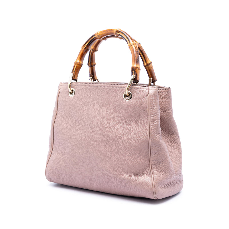 Small Calfskin Bamboo Shopper Satchel - Image 2