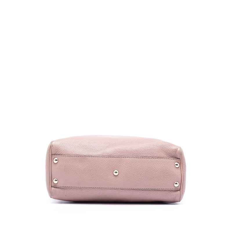 Small Calfskin Bamboo Shopper Satchel - Image 3