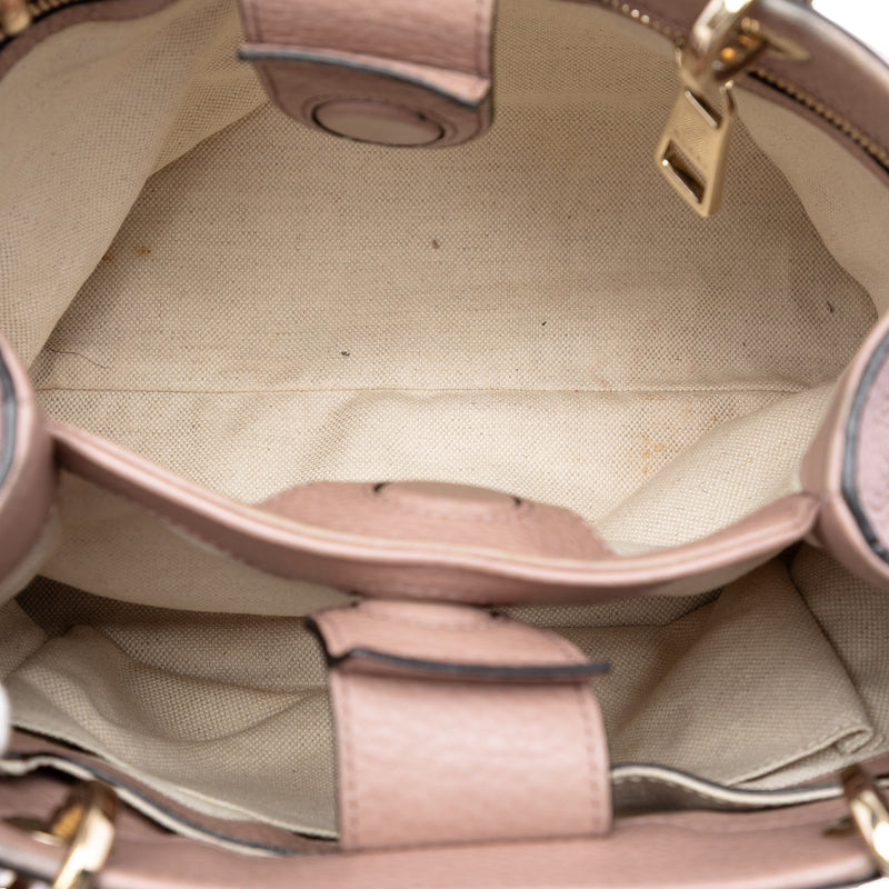Small Calfskin Bamboo Shopper Satchel - Image 4