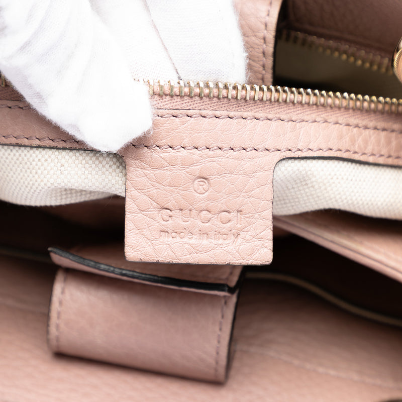 Small Calfskin Bamboo Shopper Satchel - Image 6