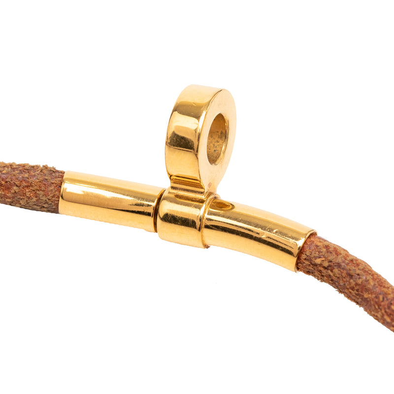 Leather and Gold Plated Kite Choker Necklace - Image 3