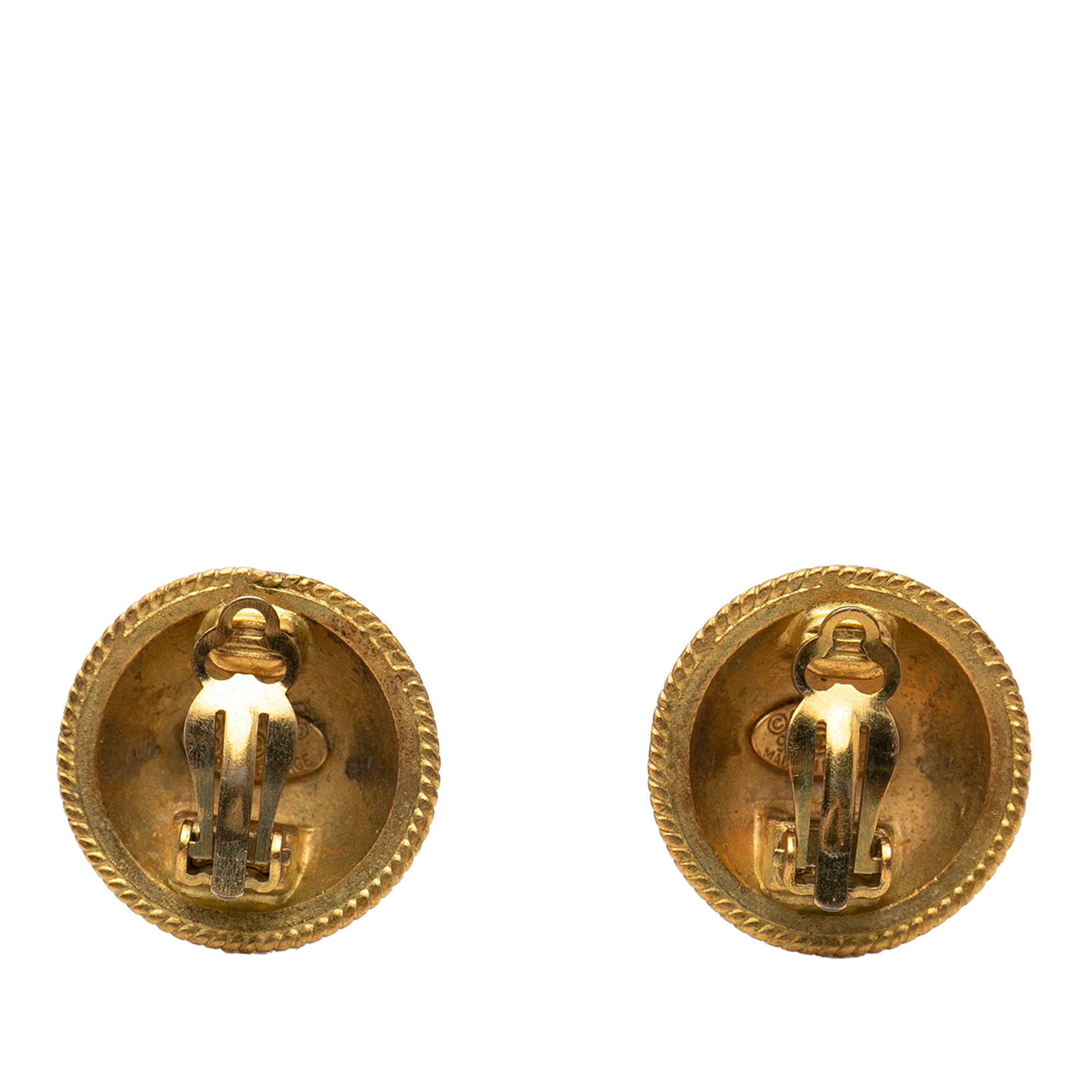 CC Gold Plated Round Clip On Earrings - Image 2