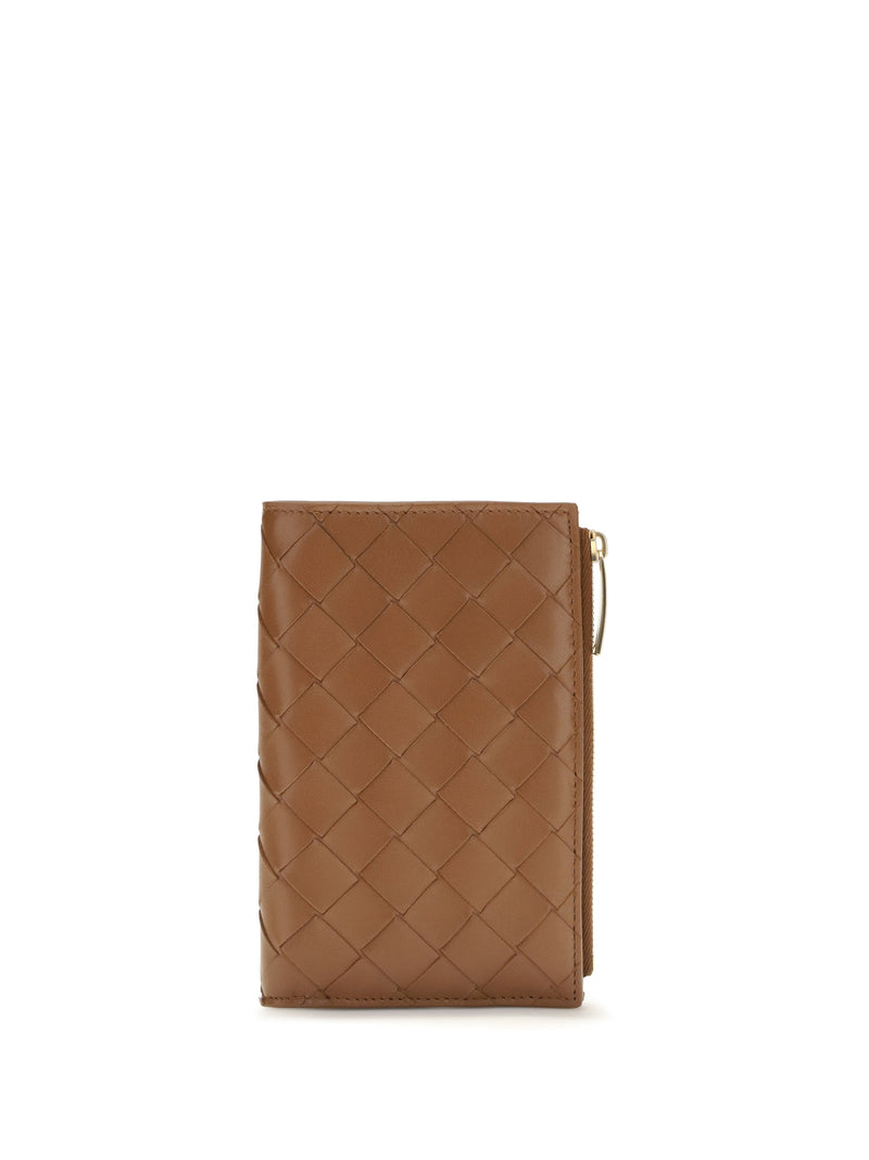 Bottega Veneta Woven Lambskin Wallet — Brown