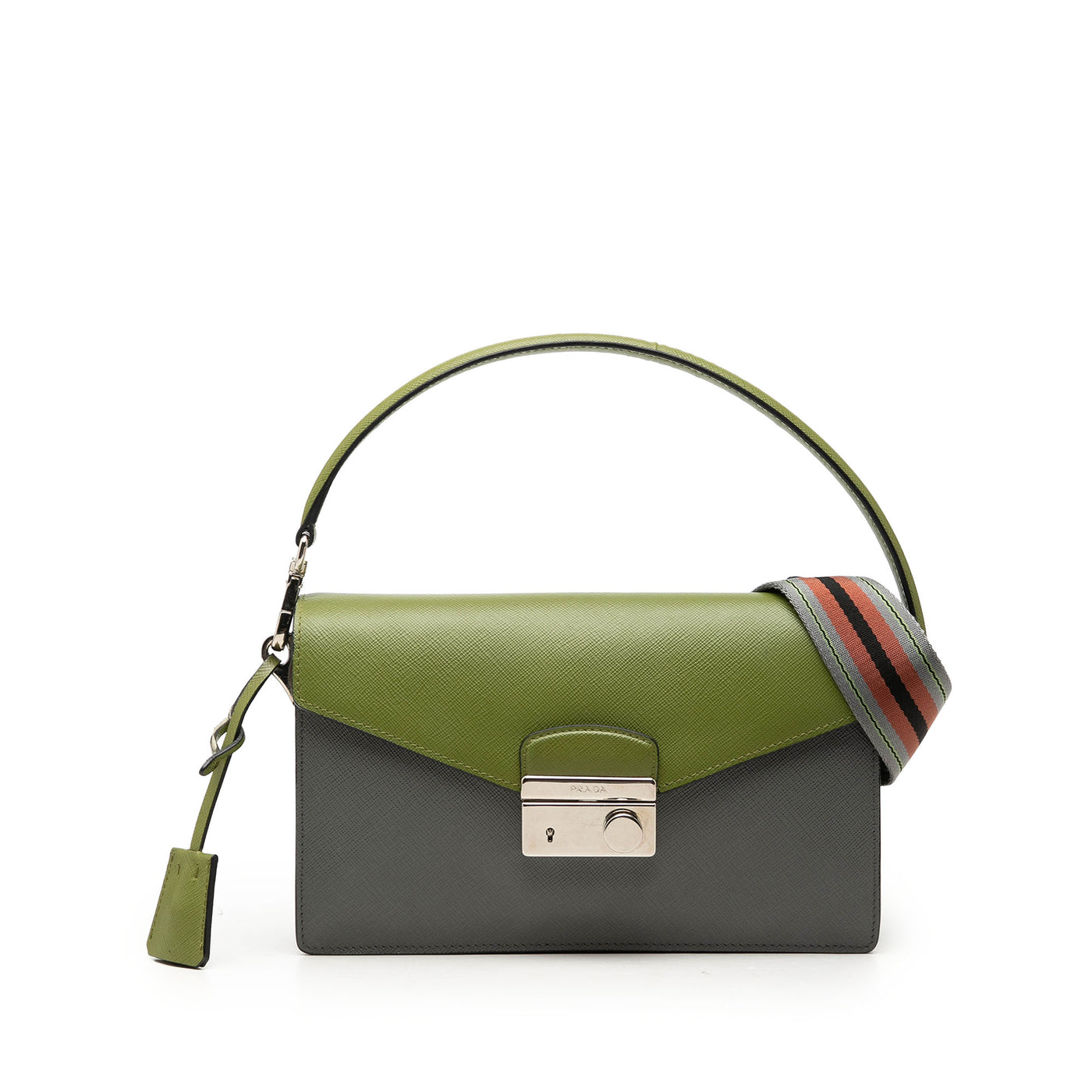 Bicolor Saffiano Lux Sound Lock Satchel - Image 1