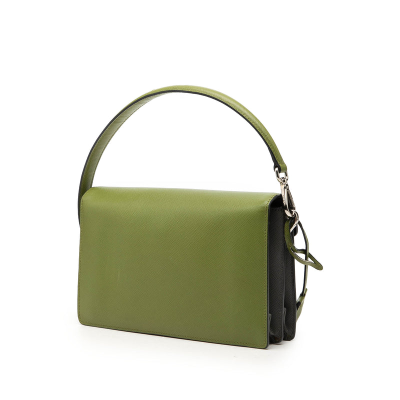 Bicolor Saffiano Lux Sound Lock Satchel - Image 2