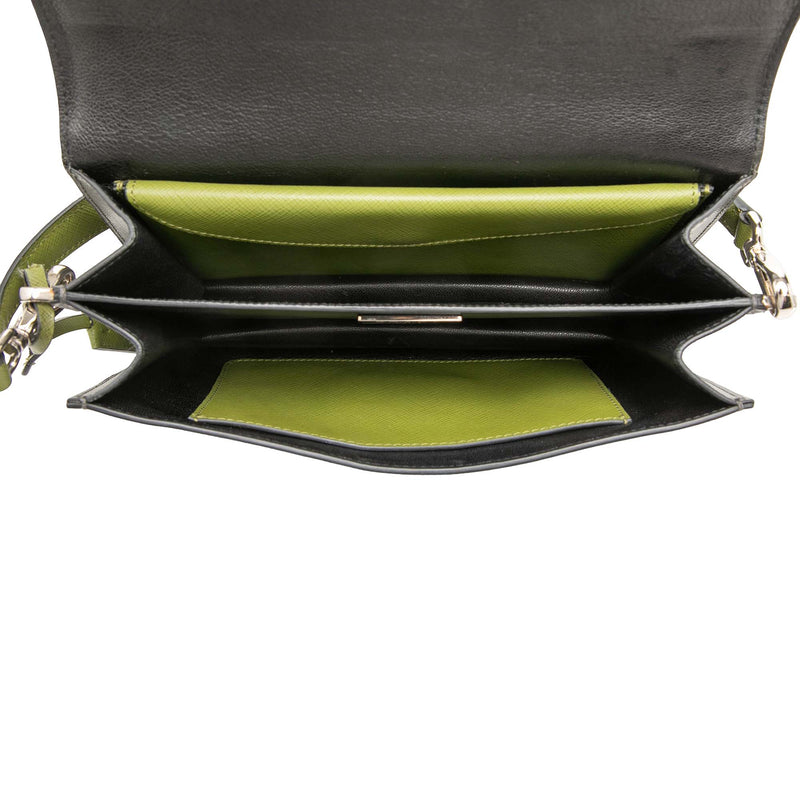 Bicolor Saffiano Lux Sound Lock Satchel - Image 4