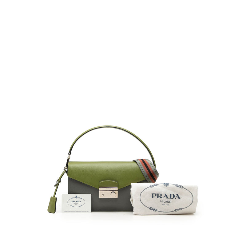 Bicolor Saffiano Lux Sound Lock Satchel - Image 7