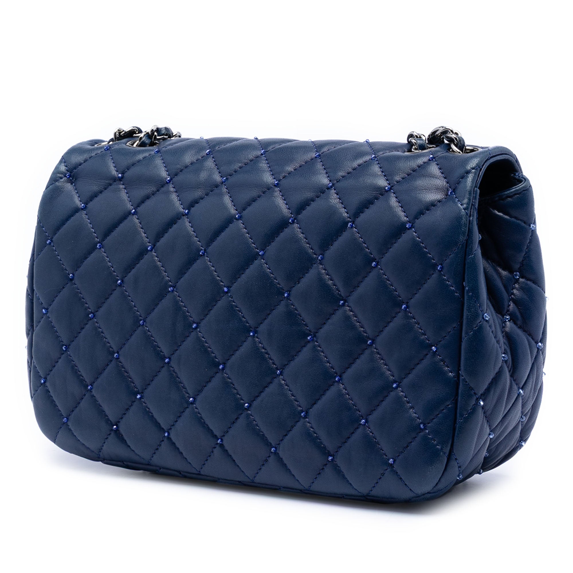 Small Quilted Lambskin Beaded Single Flap - Image 2