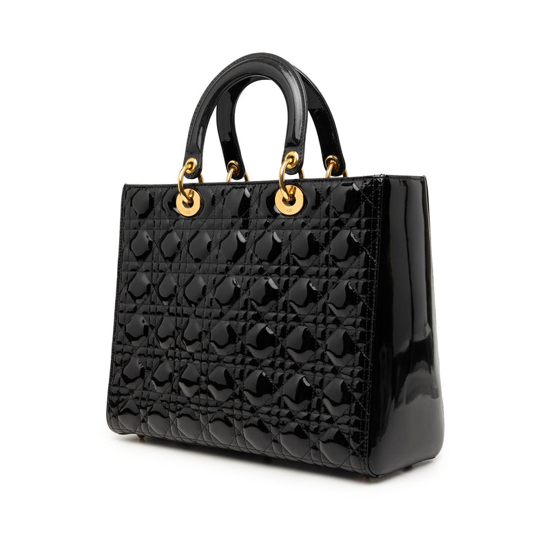 Large Patent Cannage Lady Dior - Image 2