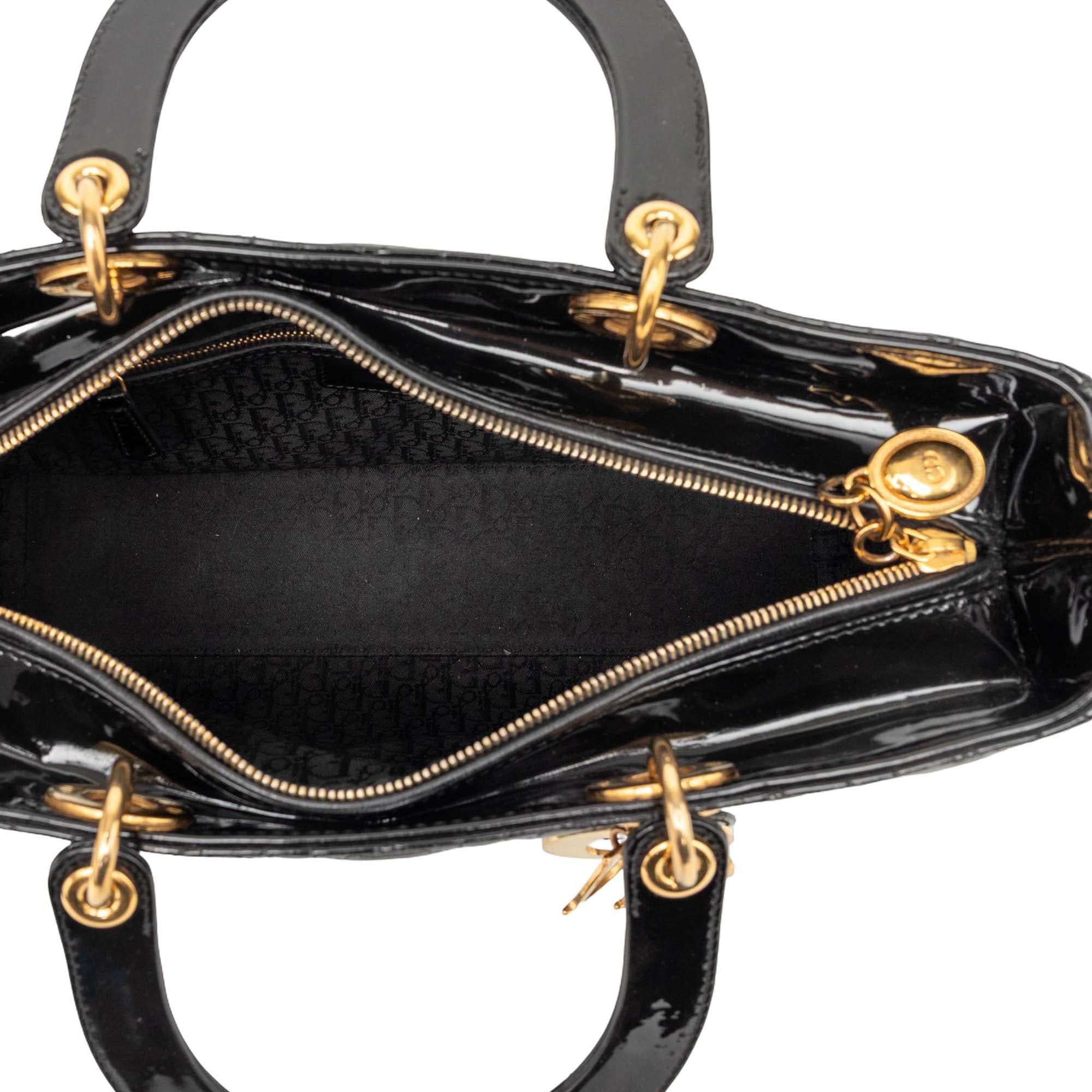 Large Patent Cannage Lady Dior - Image 4