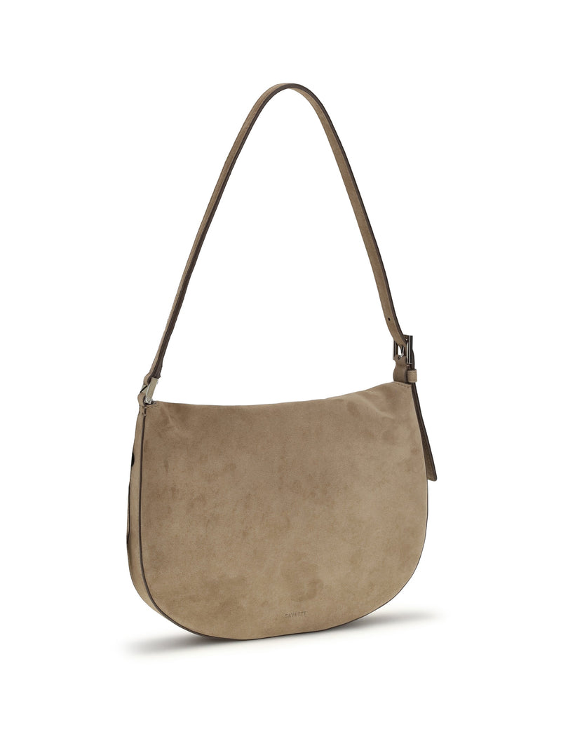 Savette Round Shoulder Bag — Taupe Calf Leather