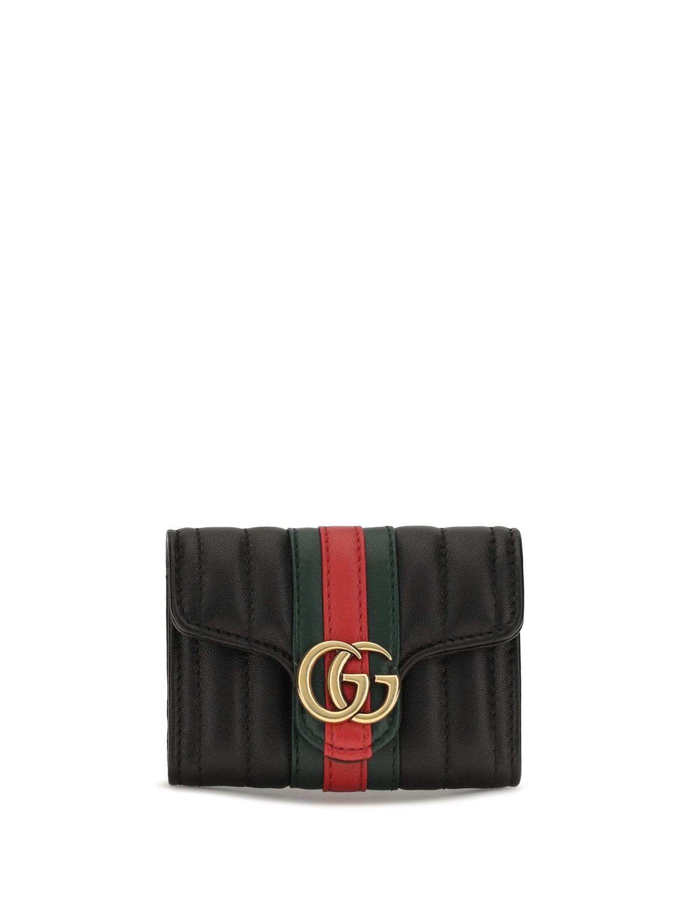 Gucci Marmont Web Wallet — Black Calf Leather Bos Taurus