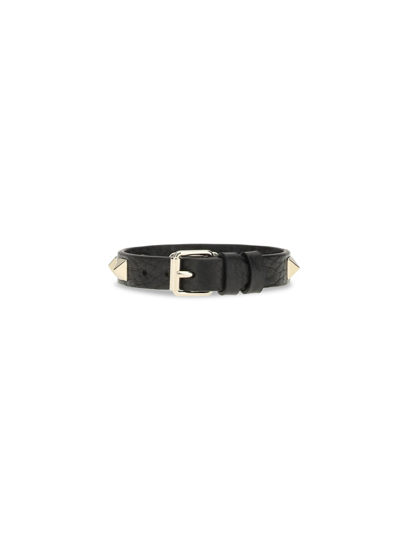 Valentino Garavani Studded Calf Leather Bracelet — Black Bracelets