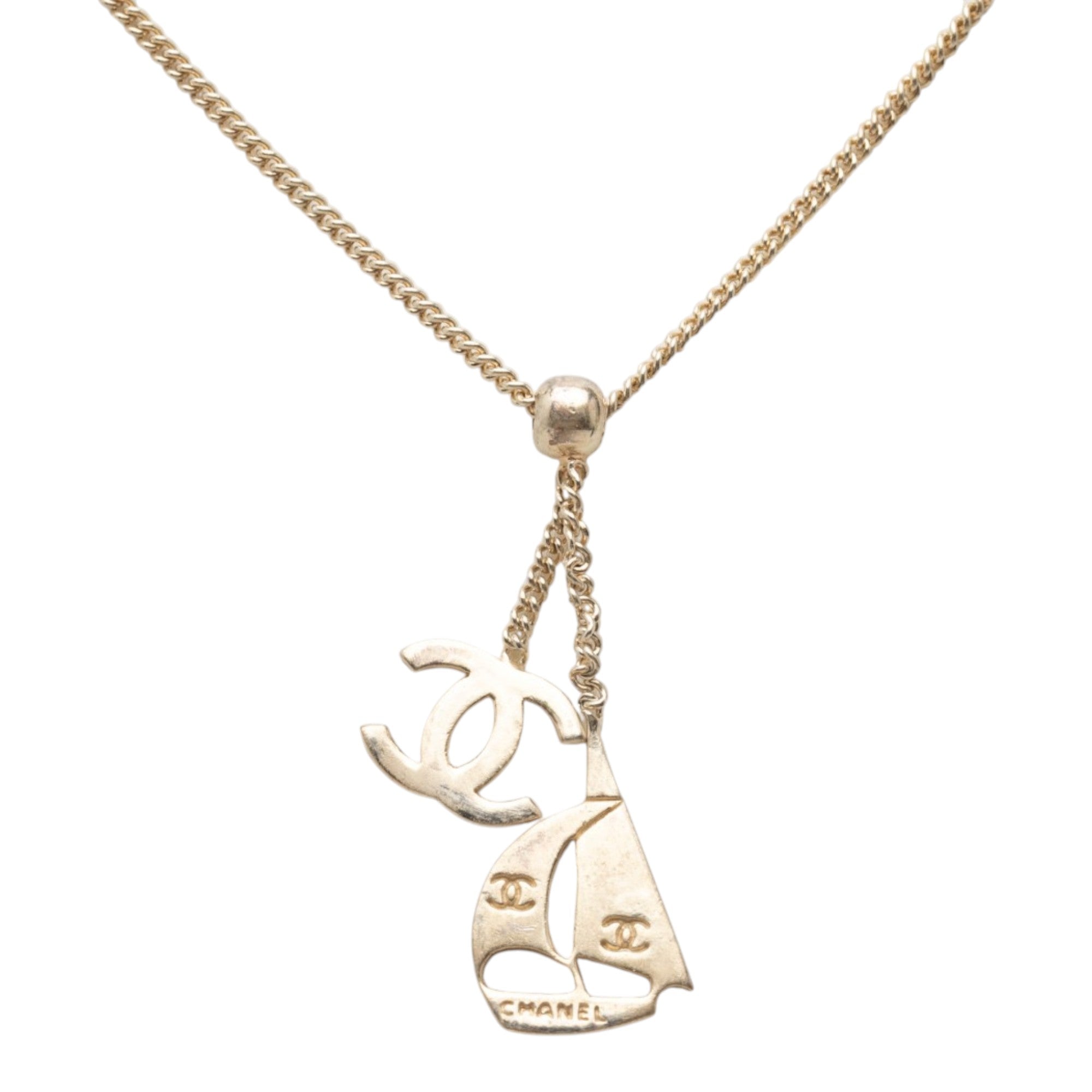 CC Gold Plated Sailboat Pendant Necklace - Image 2