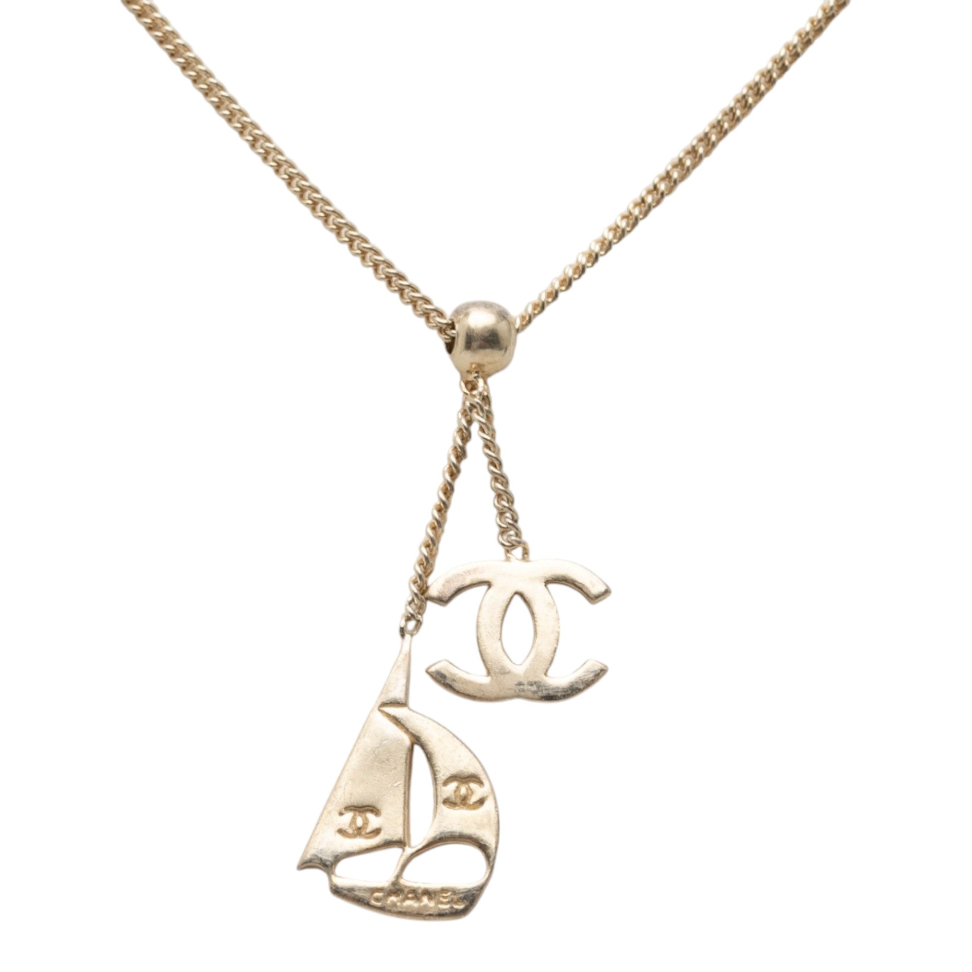 CC Gold Plated Sailboat Pendant Necklace - Image 3