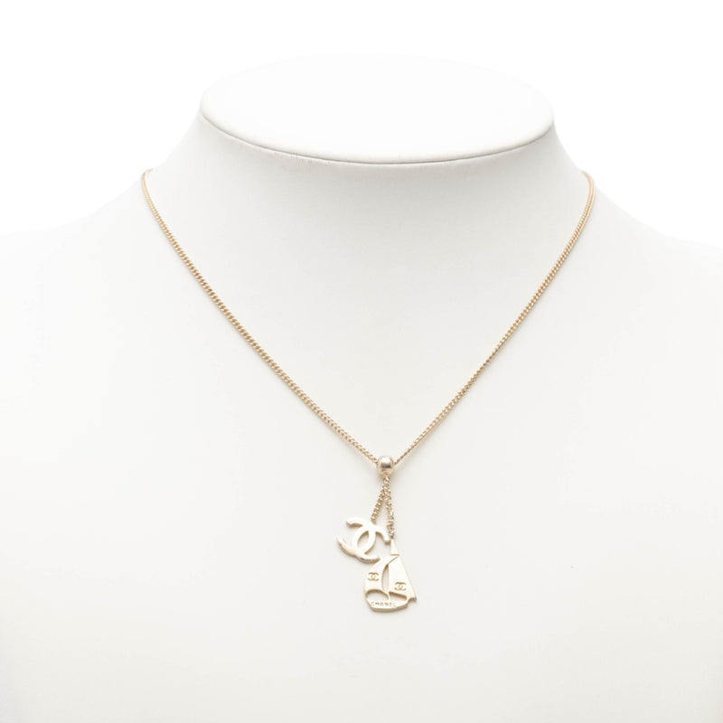 CC Gold Plated Sailboat Pendant Necklace - Image 6