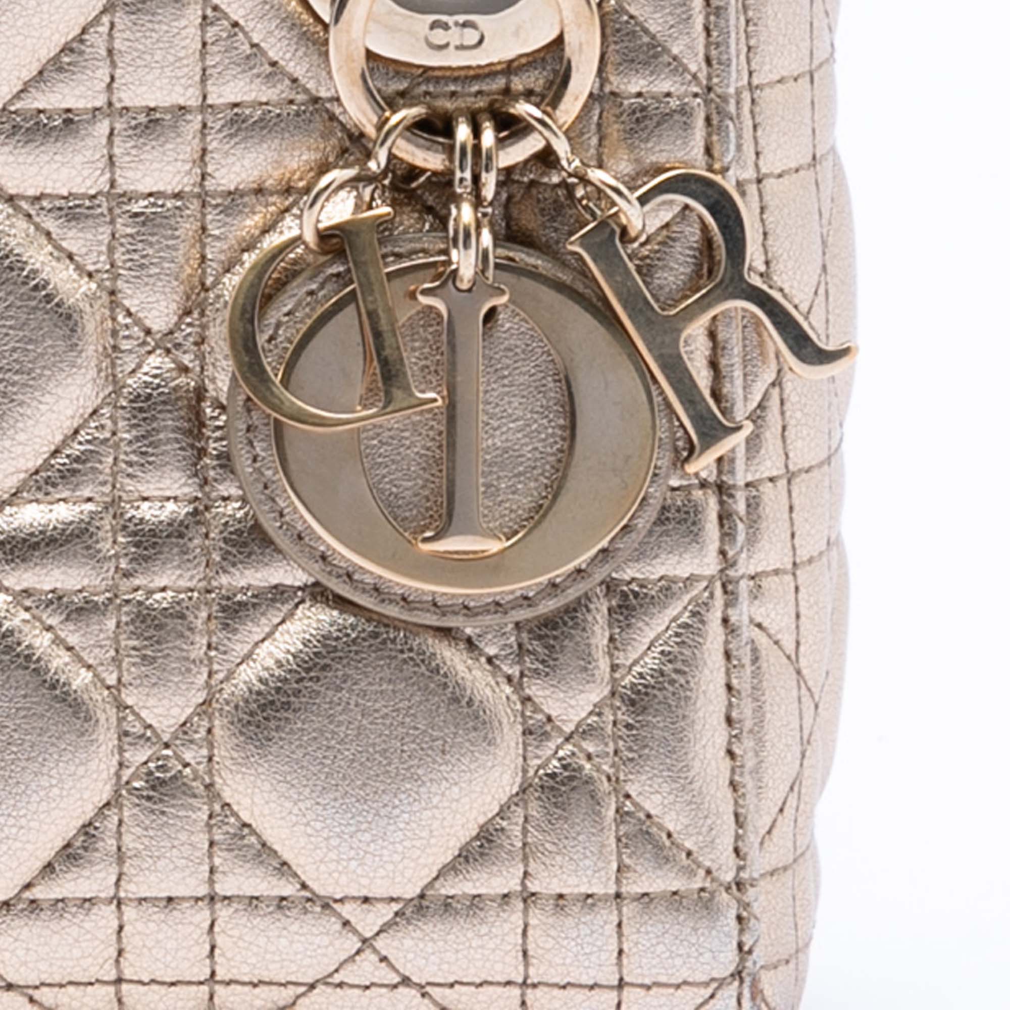 Mini Metallic Lambskin Cannage Lady Dior - Image 7
