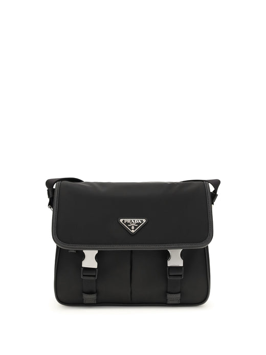 Prada Re-Nylon And Saffiano Shoulder Bag — Black