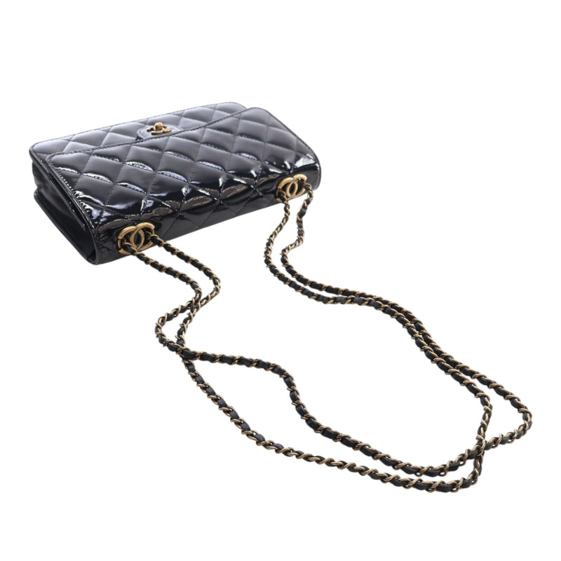 Quilted Patent and Goatskin CC Eyelet Wallet On Chain - Image 14