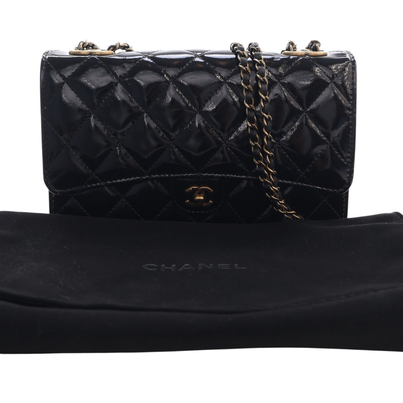 Quilted Patent and Goatskin CC Eyelet Wallet On Chain - Image 15