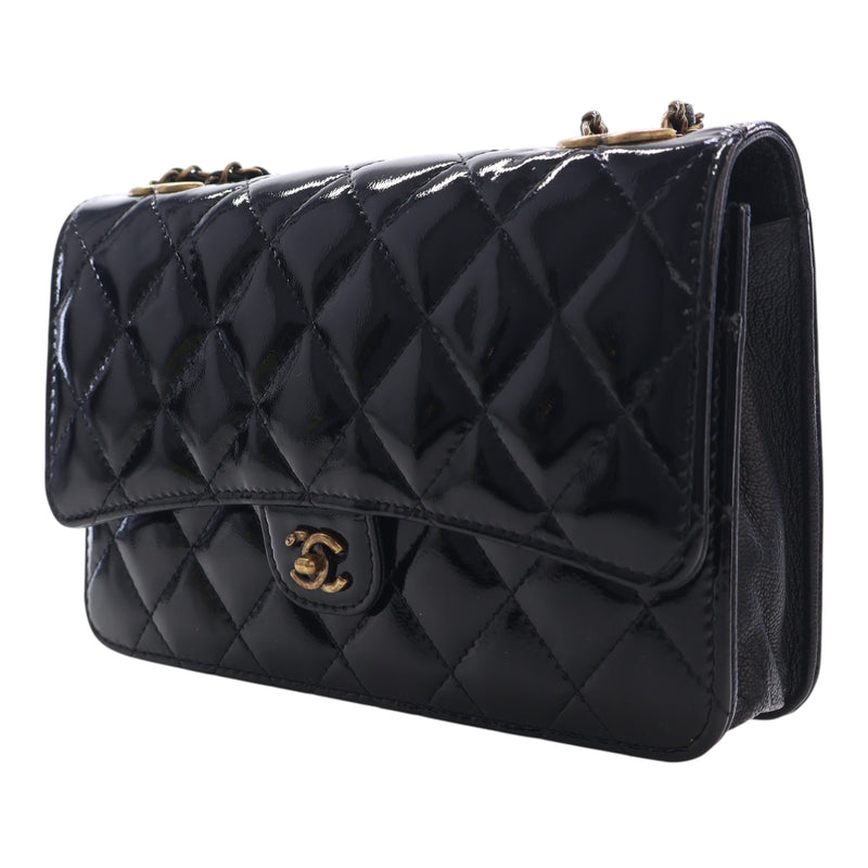 Quilted Patent and Goatskin CC Eyelet Wallet On Chain - Image 3
