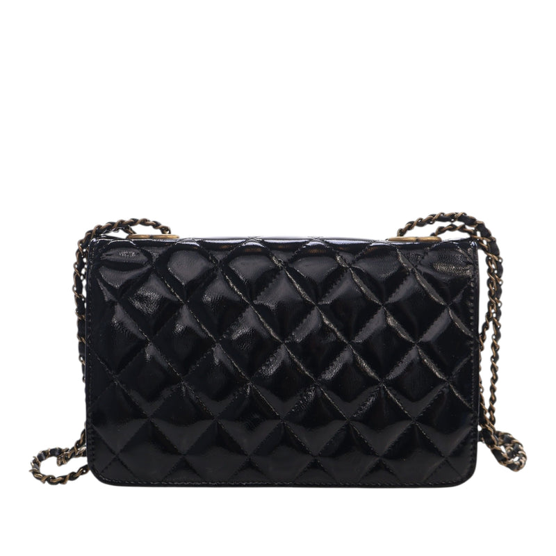Quilted Patent and Goatskin CC Eyelet Wallet On Chain - Image 4