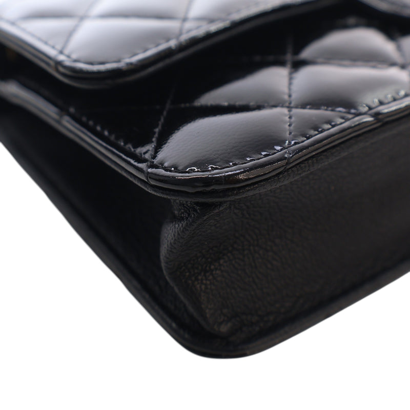Quilted Patent and Goatskin CC Eyelet Wallet On Chain - Image 9