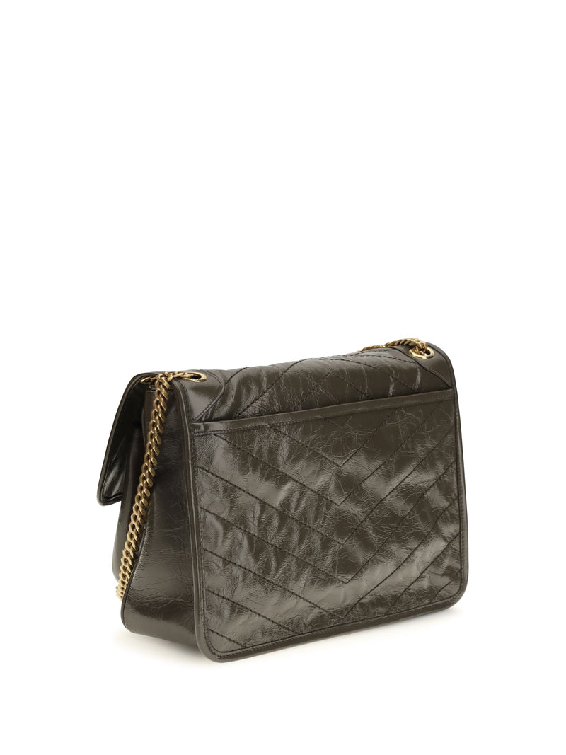 Saint Laurent Niki Shoulder Bag — Gray Calf Leather