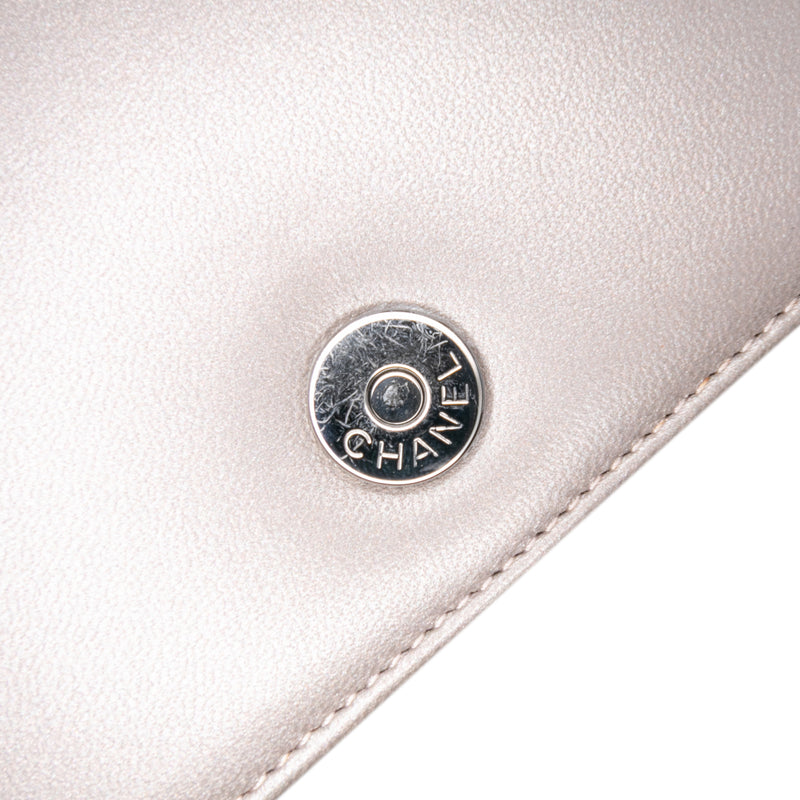 Small Lambskin Chocolate Bar CC Piercing Studded Chain Flap - Image 7