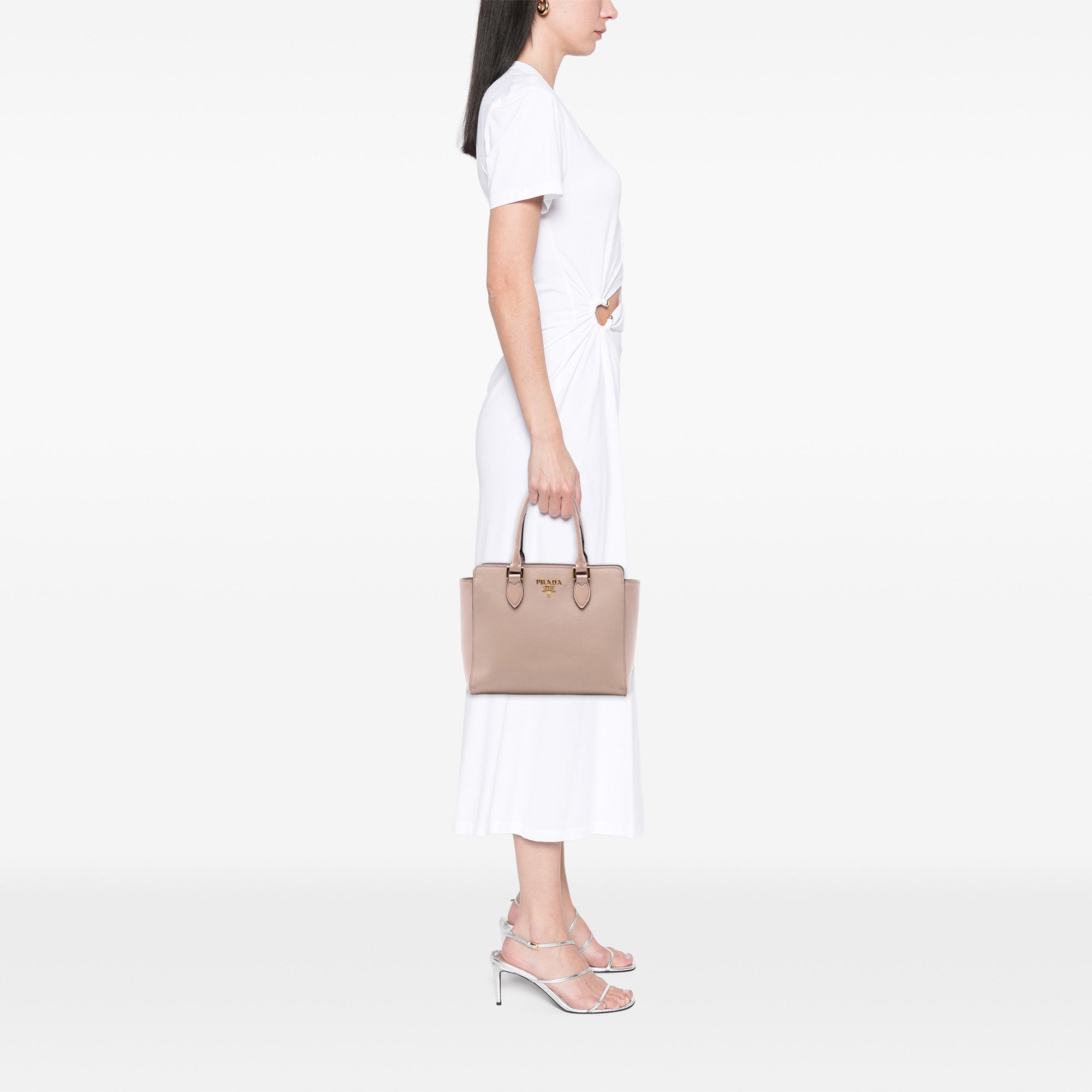 Soft Calf Trimmed Saffiano Lux Open Convertible Tote - Image 6