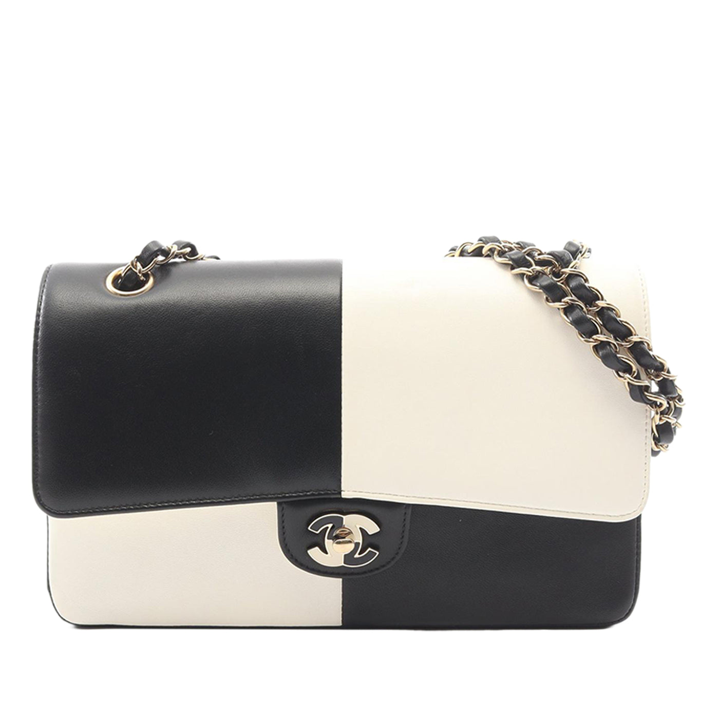 Medium Classic Bicolor Lambskin Geometric Colorblock Double Flap - Image 1