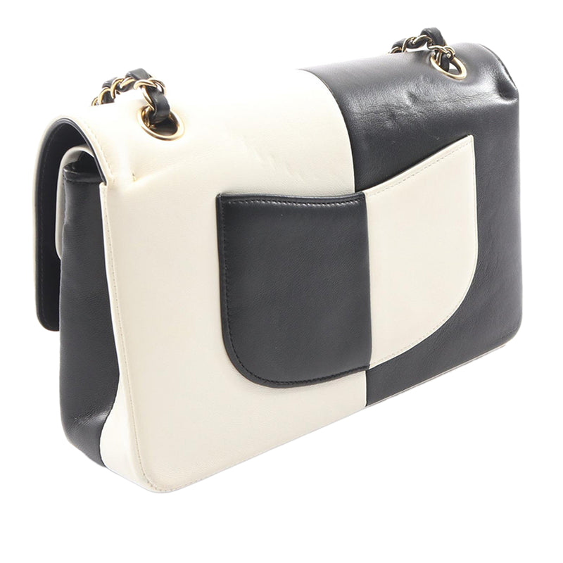 Medium Classic Bicolor Lambskin Geometric Colorblock Double Flap - Image 2