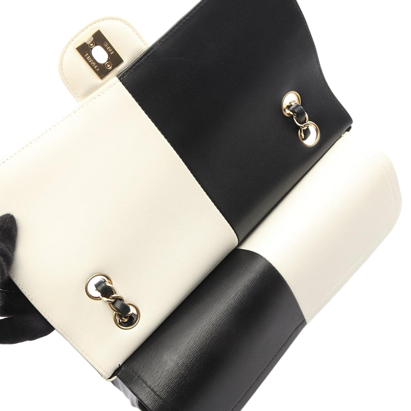Medium Classic Bicolor Lambskin Geometric Colorblock Double Flap - Image 6