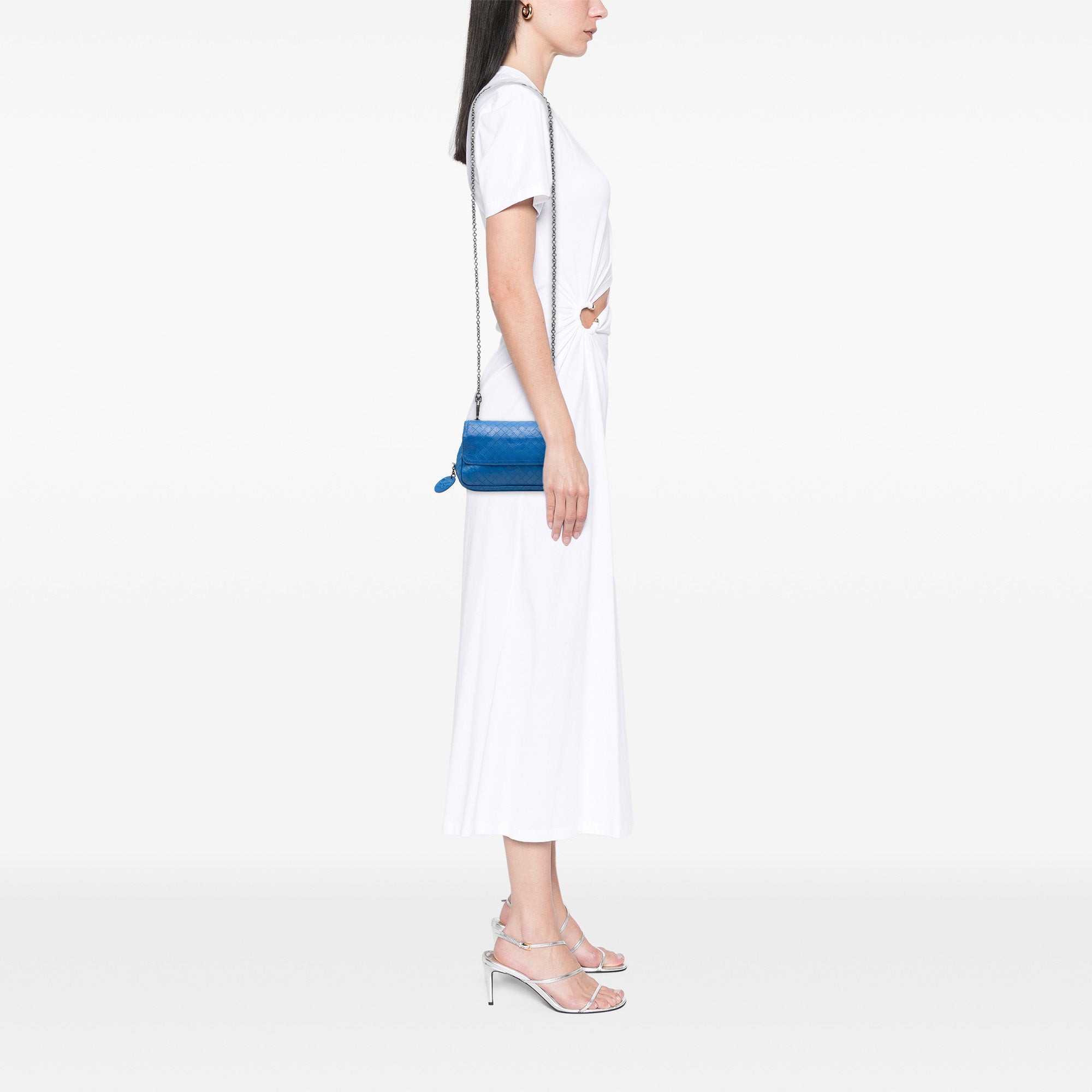 Small Calfskin Intrecciomirage Embossed Butterfly Chain Crossbody - Image 7