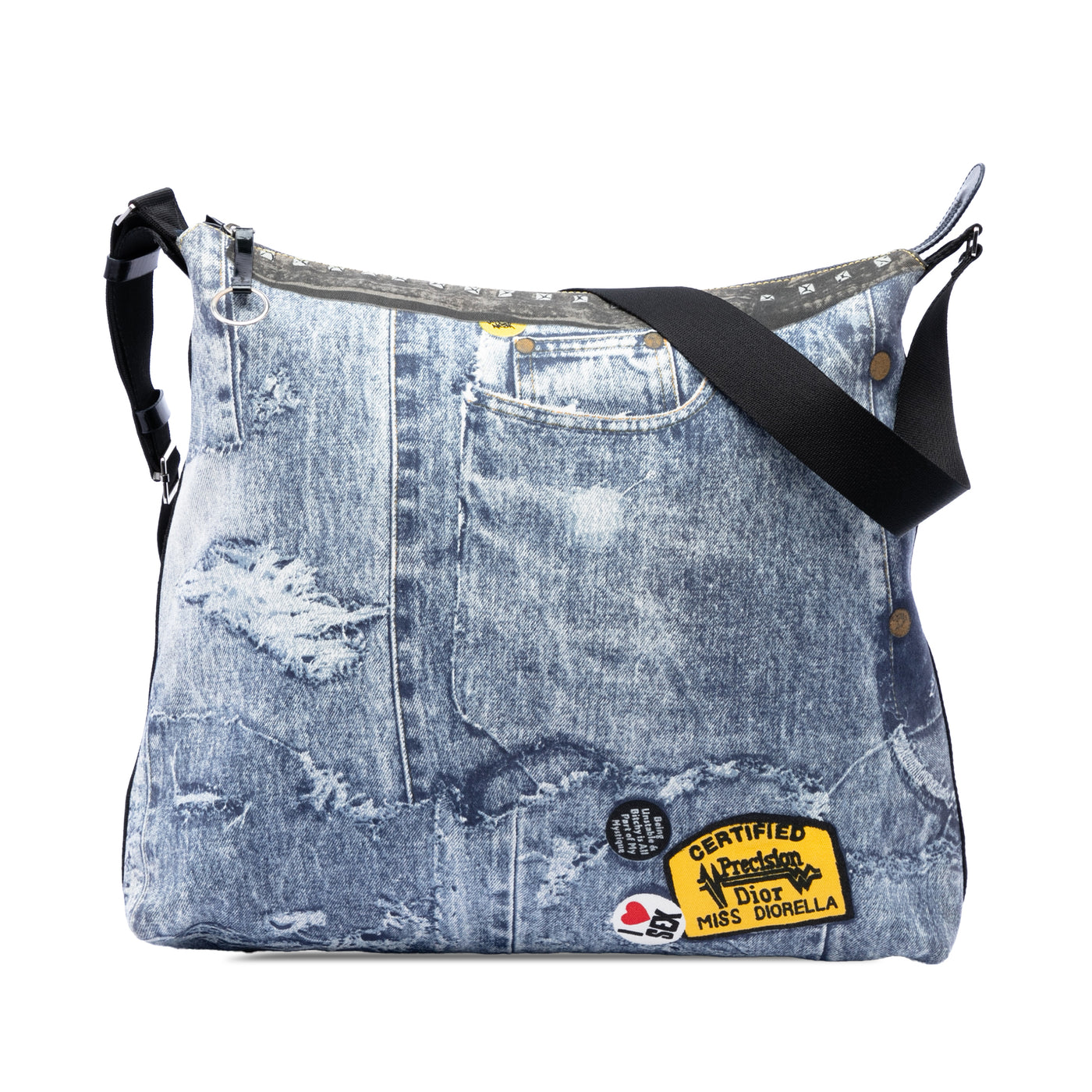 Large Canvas Printed Denim Miss Diorella Messenger Bag - Image 1
