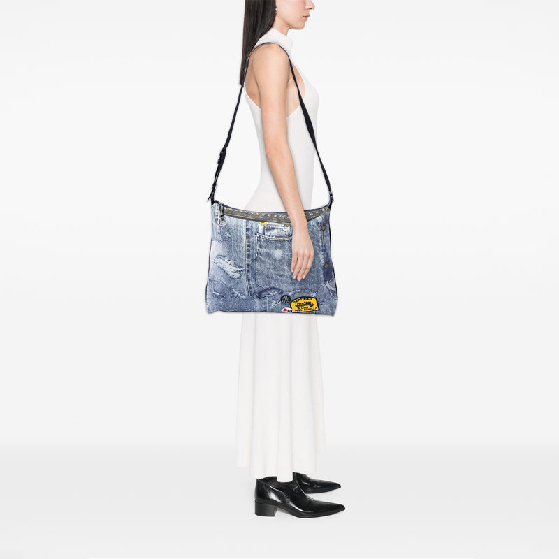 Large Canvas Printed Denim Miss Diorella Messenger Bag - Image 6