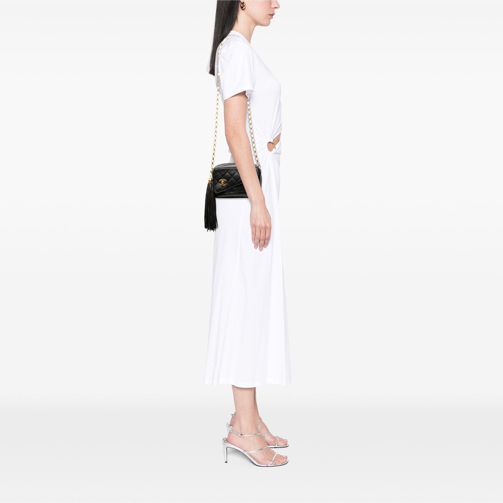 Mini CC Quilted Lambskin Tassel Camera Bag - Image 7
